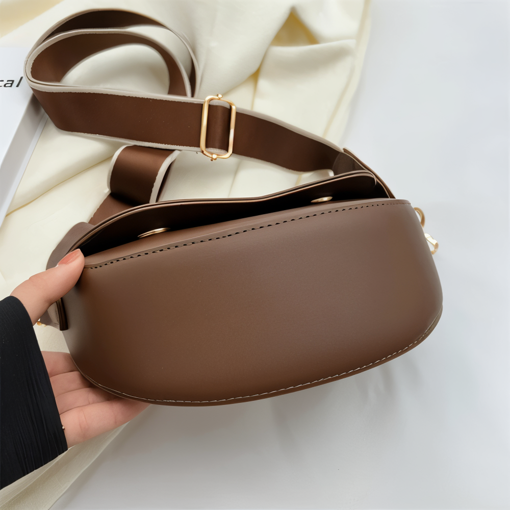 Emma - Vegan Leather Curved Flap Crossbody Bag