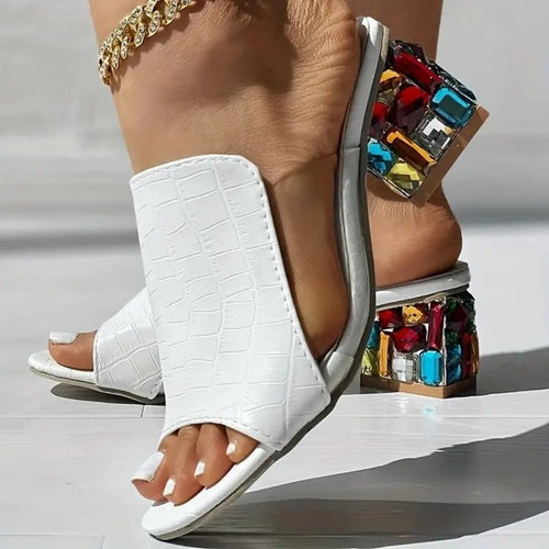 Eliza - Crystal Block Heels