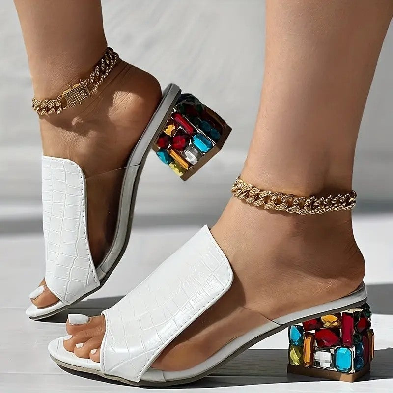Eliza - Crystal Block Heels