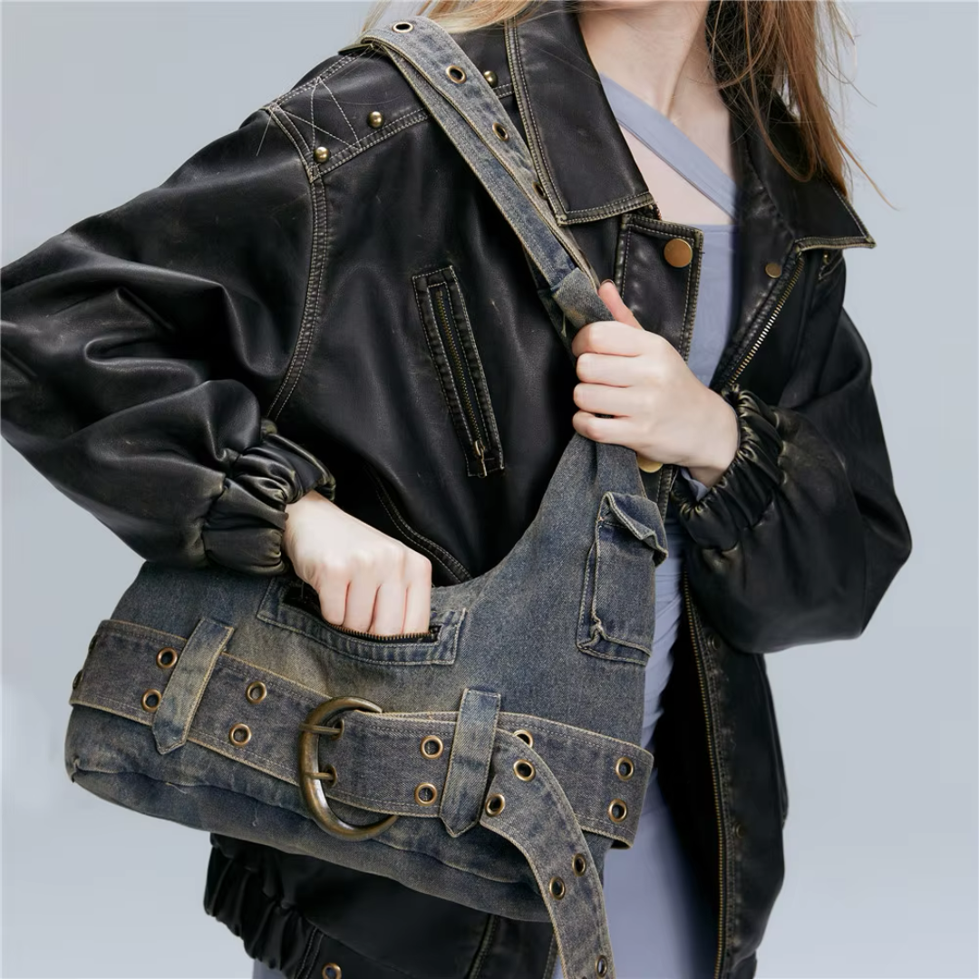 Crüde Denim Shoulder Tote Bag VIP