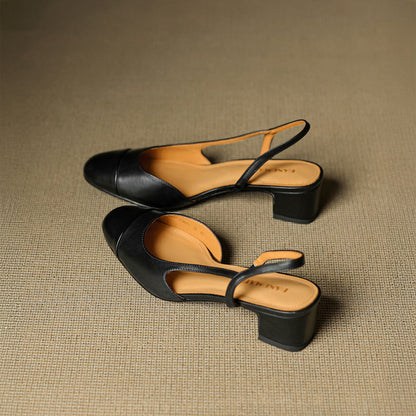 Chic Genuine Leather Slingback Heels