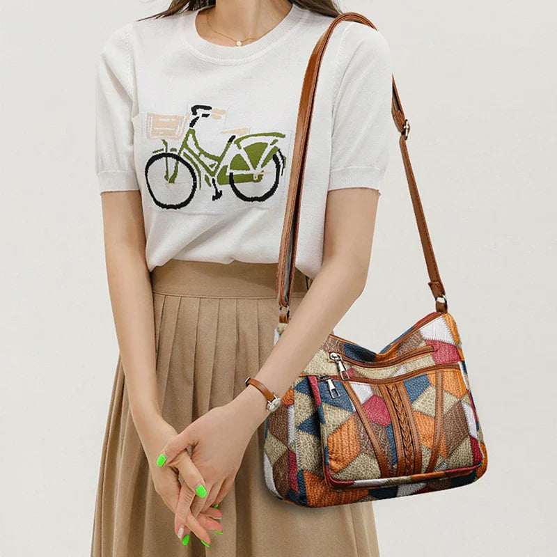 Pamela - Vegan Leather Patchwork Shoulder Bag