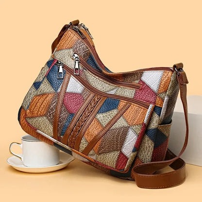 Pamela - Vegan Leather Patchwork Shoulder Bag