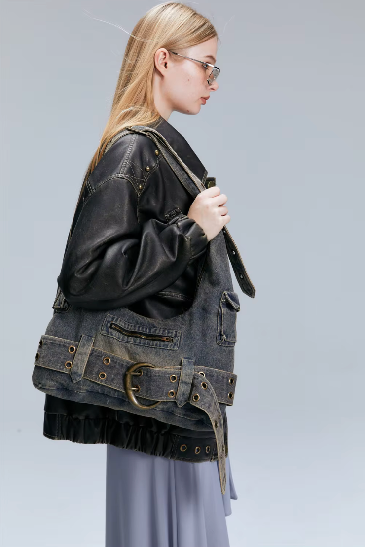 Crüde Denim Shoulder Tote Bag VIP