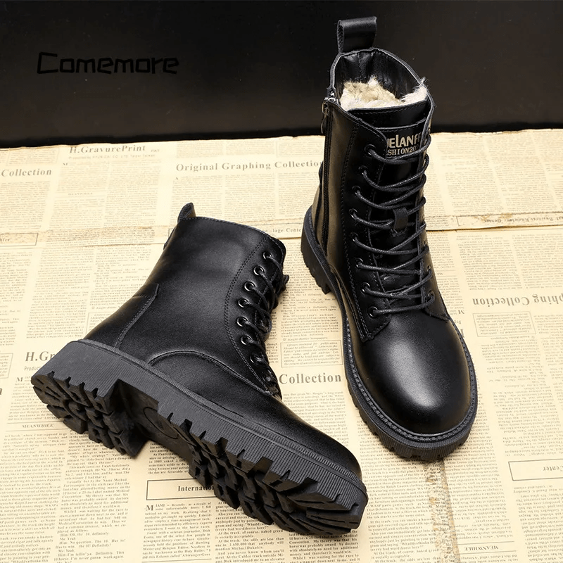 Andrea – Black Leather Winter Boots