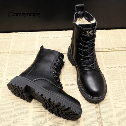 Andrea – Black Leather Winter Boots