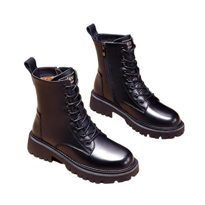 Andrea – Black Leather Winter Boots