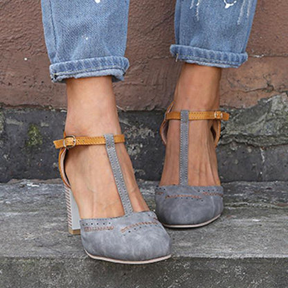 Colleen - T-Strap Block Heels